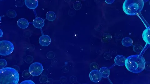 Nutrient molecules glowing in the deep blue sea Stock Photos