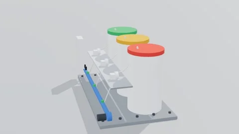 Nutrient skid vertical farm 3d loop white background 3D animation seamless loop Vídeos de archivo 341851940