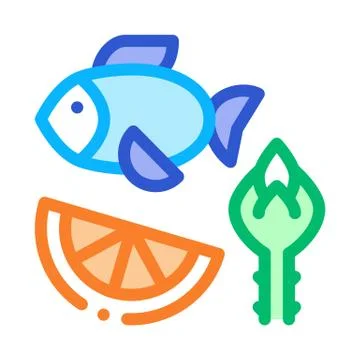 Nutrients of Fish and Fruit Biohacking Icon Vector Illustration Illustrazione stock
