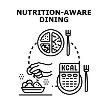 Nutrition aware dining with calorie counting and balanced meals Stock Illustration