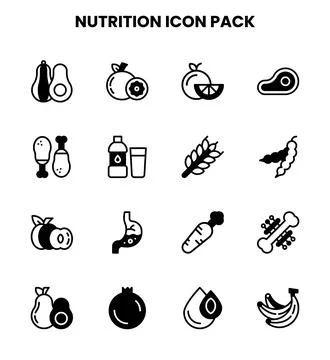 Nutrition DuoTone Bundle Icons Pack Stock Illustration