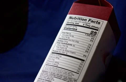 Nutrition Facts label Stock Photos