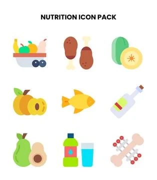Nutrition Flat Graphics Icons Pack Stock Illustration