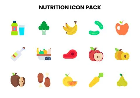 Nutrition Flat UI Icons Pack Stock Illustration