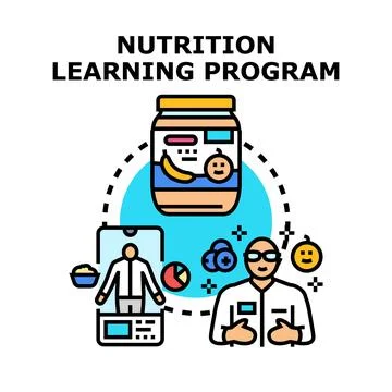 Nutrition learning program concept with healthy eating advice Stockillustratie