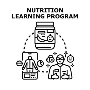 Nutrition learning program concept with healthy eating advice Stock Illustration