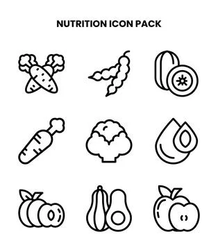 Nutrition Line Bundle Icons Pack Stock Illustration
