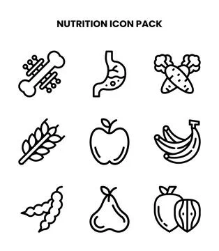 Nutrition Line Vector Icons Pack Stock Illustration