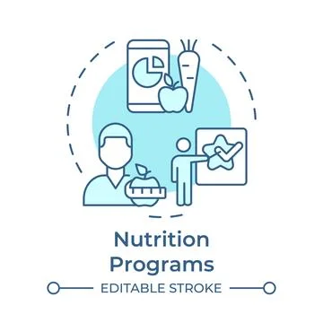 Nutrition programs monochrome blue concept icon 库存插图