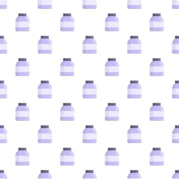 Nutrition supplement jars creating a seamless pattern background Stock Illustration