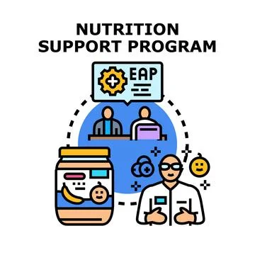 Nutrition support program assisting with healthy diet and wellness Stock-Illustration
