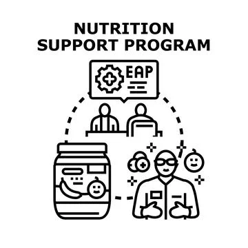Nutrition support program assisting with healthy diet and wellness Illustration