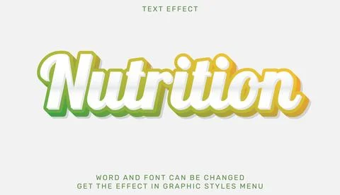Nutrition text effect template in 3d design Stock Illustration