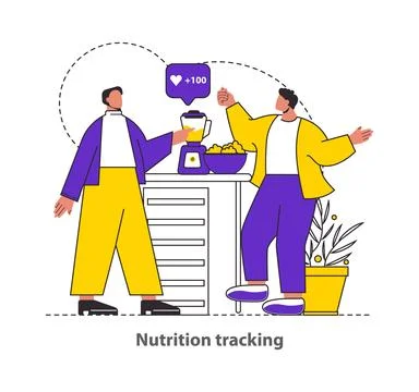 Nutrition Tracking concept Visualizes the rewarding process of dietary Stock Illustration