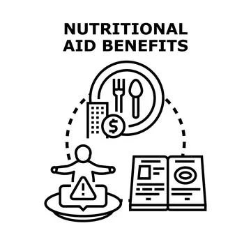 Nutritional aid benefits program assisting people with food insecurity 스톡 일러스트