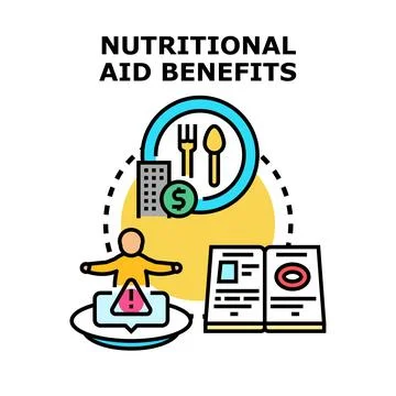 Nutritional aid benefits program assisting people with food insecurity Stock Illustration