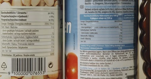 Nutritional information on various foods Stock Footage 101379830