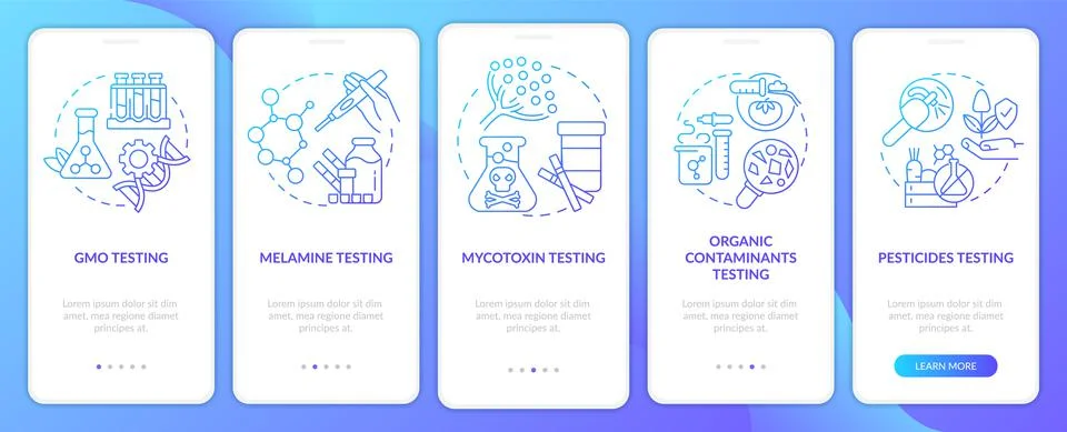 Nutritional testing blue gradient onboarding mobile app screen Stock Illustration