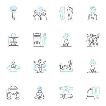 Nutritional therapy linear icons set. Health, Wellness, Nutrition, Diet Stock Illustration
