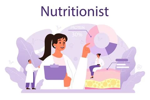 Nutritionist concept. Nutrition therapy with healthy food and physical Stock Illustration