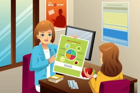 Nutritionist explaining about diet Stock Illustration
