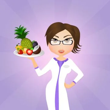 Nutritionist with fresh fruit Illustrazione stock