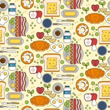 Nutritious breakfast set Stock Illustration
