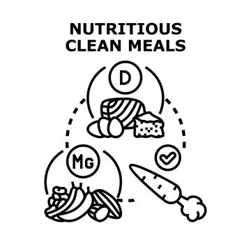 Nutritious clean meals providing essential vitamins and minerals Stock Illustration