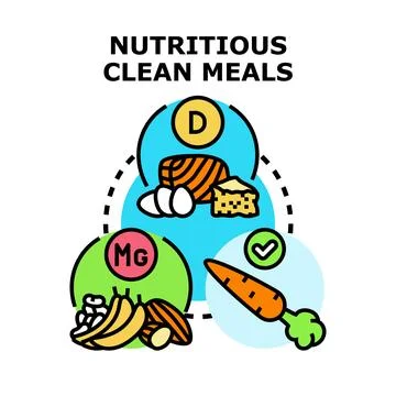 Nutritious clean meals providing essential vitamins and minerals Stock Illustration