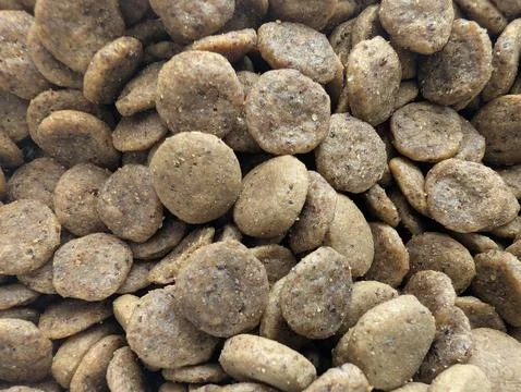 Nutritious Dry Pet Food Kibble Macro Background Stock Photos