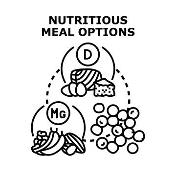 Nutritious meal options providing essential vitamins minerals Stock Illustration