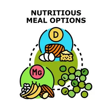 Nutritious meal options providing essential vitamins minerals Stock Illustration