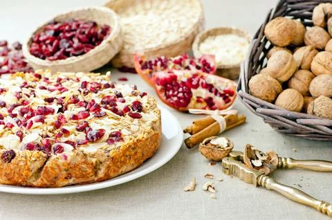 Nutritious oatmeal pie Stock Photos