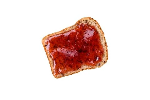 Nutritious sandwiches consisting of bread, raspberry jam and peanut butter Stock Photos
