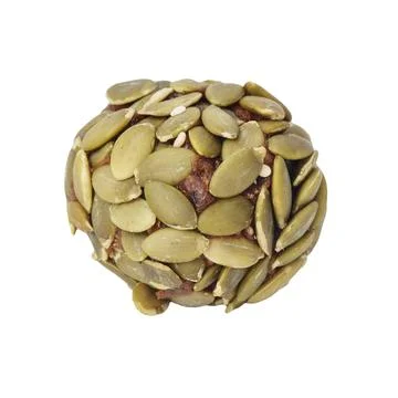 Nutritious snack ball made with pumpkin seeds Stock Photos