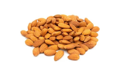 Nuts almonds on a white background Stock Photos