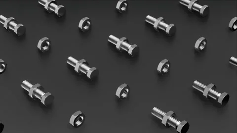 Nuts and assembled bolts loop background Video stock 265248579