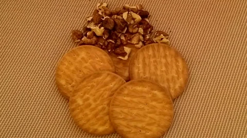 Nuts and biscuit Stock Footage 58754360