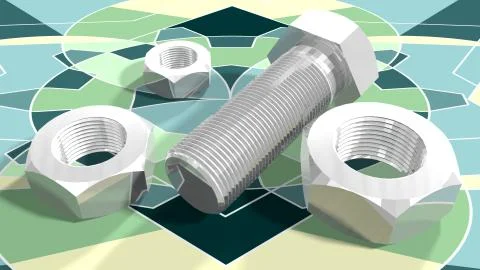 Nuts and bolt on textured background Stock Illustration