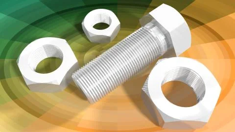 Nuts and bolt on textured background Stock Illustration