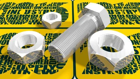 Nuts and bolt on textured background Stock Illustration