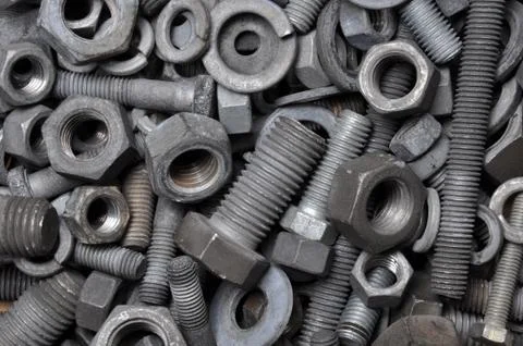 Nuts and bolts components Stock Photos