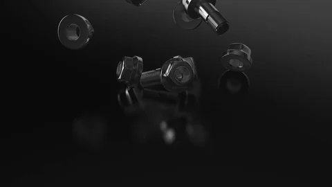 Nuts and bolts falling on dark background CG animation 動画素材 83178689