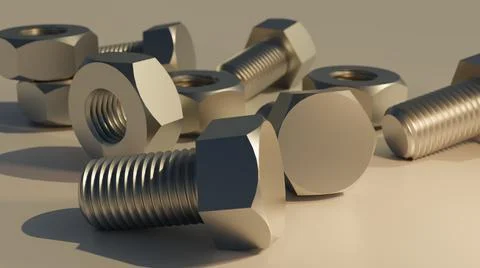 Nuts and bolts on flat surface Stock Illustration