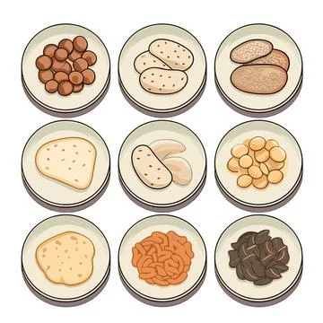Nuts and Breads: A Culinary Medley - Vector Illustration Set Stock Illustration