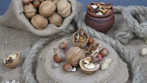 Nuts and chocolate. Cocoa and fruits. Video stock 170605686