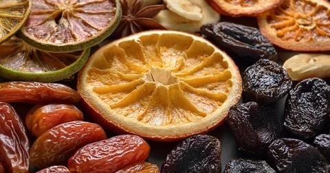 Nuts and dried fruit Stock Photos