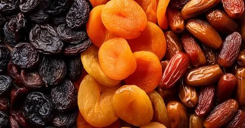 Nuts and dried fruit Stock Photos