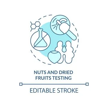 Nuts and dried fruits testing turquoise concept icon Stock Illustration