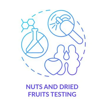 Nuts and dried fruits testing blue gradient concept icon Stock Illustration